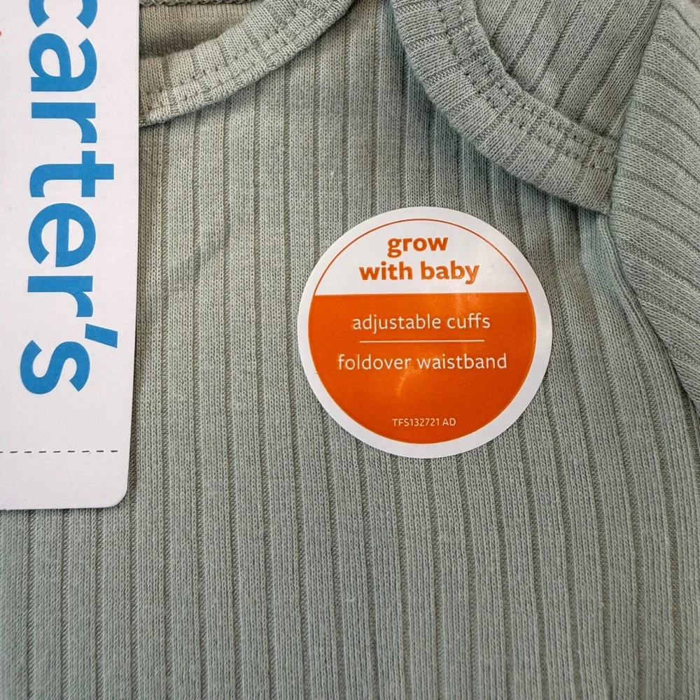 Carters Just One You Sage Green Ribbed 2-Piece Set 3M Grow With Baby 1T717610